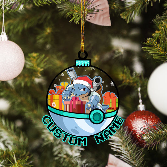 Personalized Blastoise Pokeball Christmas Custom Name Ornament