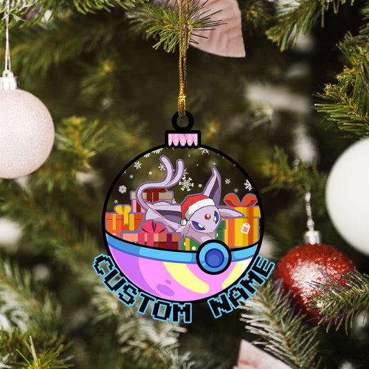 Personalized Espeon Pokeball Christmas Custom Name Ornament