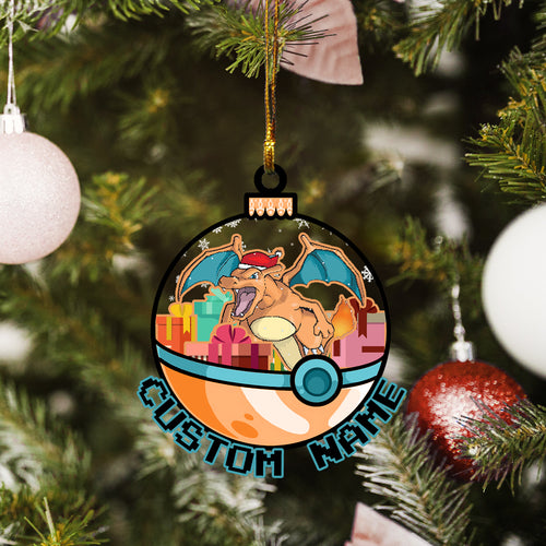 Personalized Charizard Pokeball Christmas Custom Name Ornament