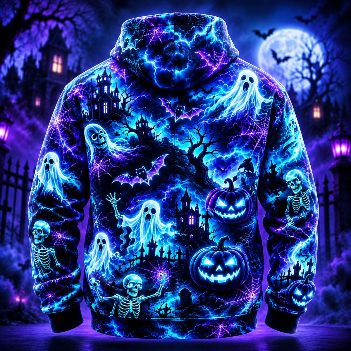 Halloween Neon Michael Myers AOP T-Shirt Sweatshirt Hoodie