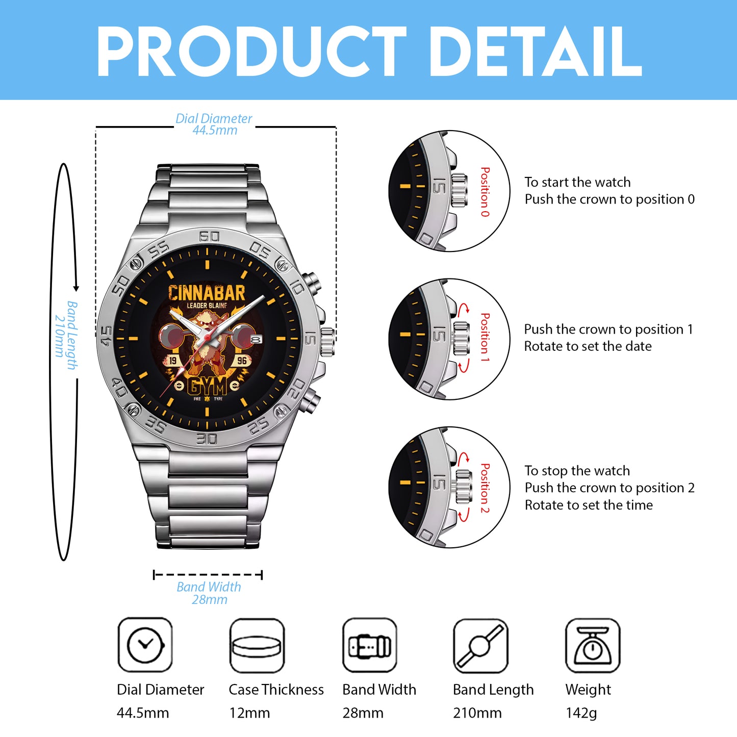 PKM Arcanine Cinnabar Gym Limited Edition Watch