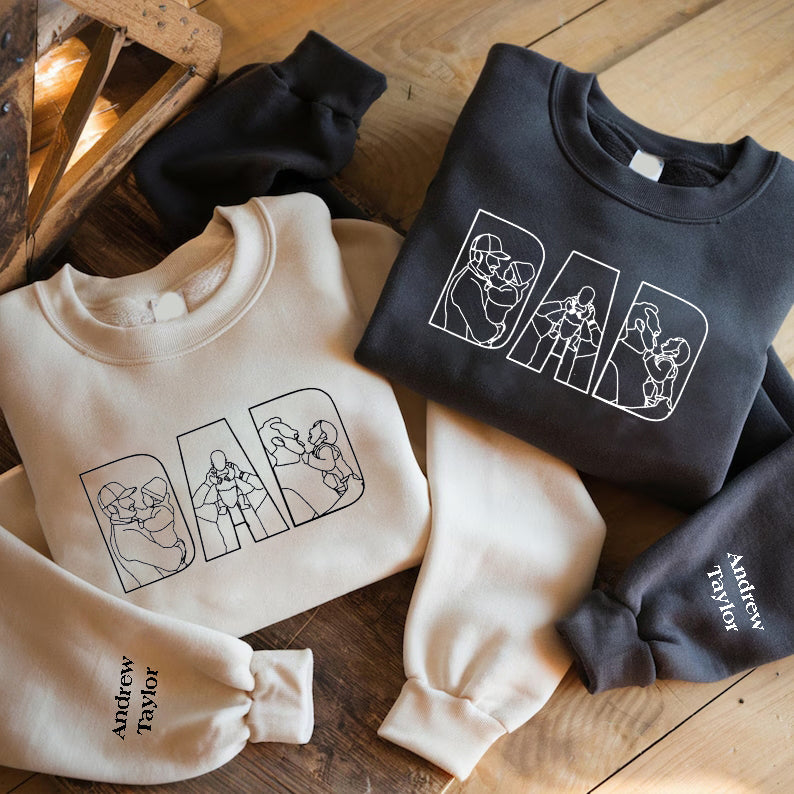 Father's Day Custom Family Photos Printed Hoodie Sweatshirt T-shirt