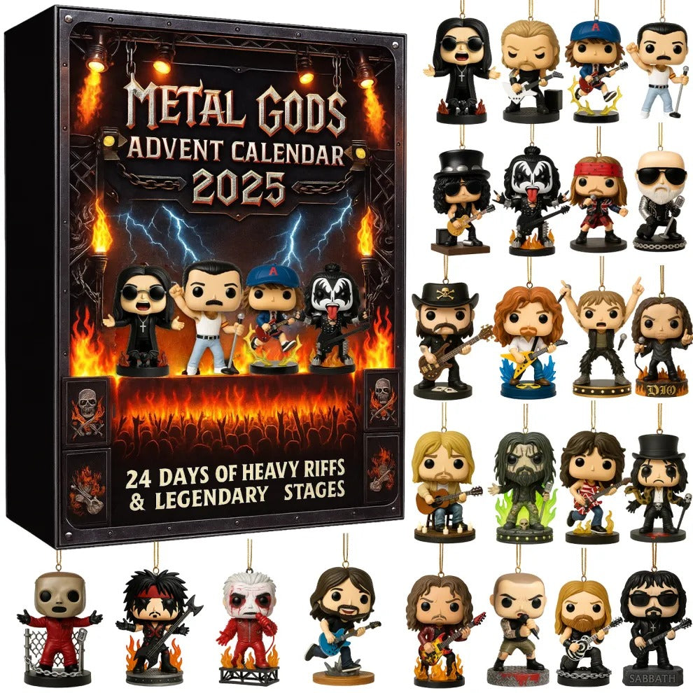Legends of Metal Gods Rock and Roll Advent Acrylic Calendar Countdown, Christmas Tree Decoration