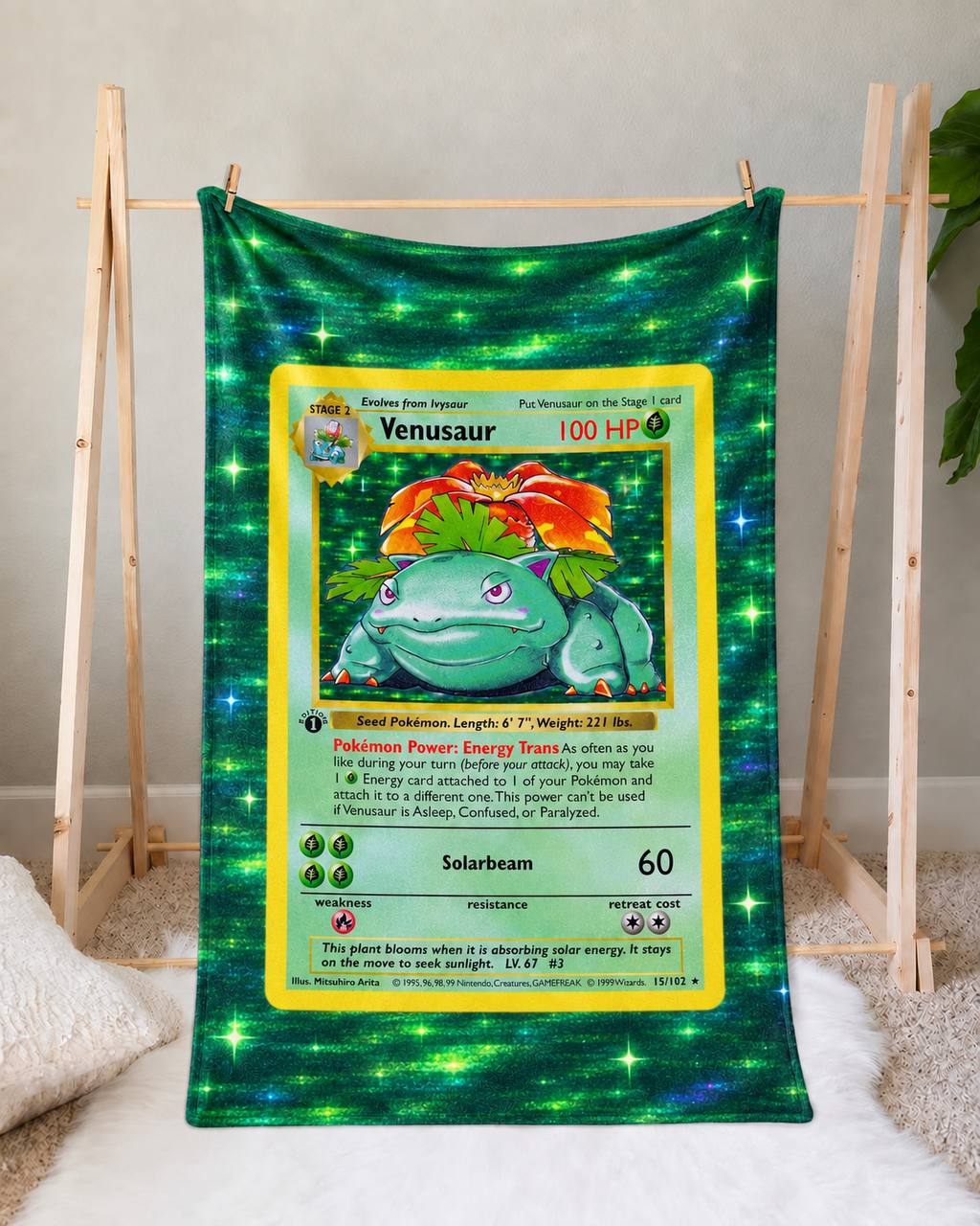 Venusaur PKM Extended Artwork Pokemon Fleece Blanket
