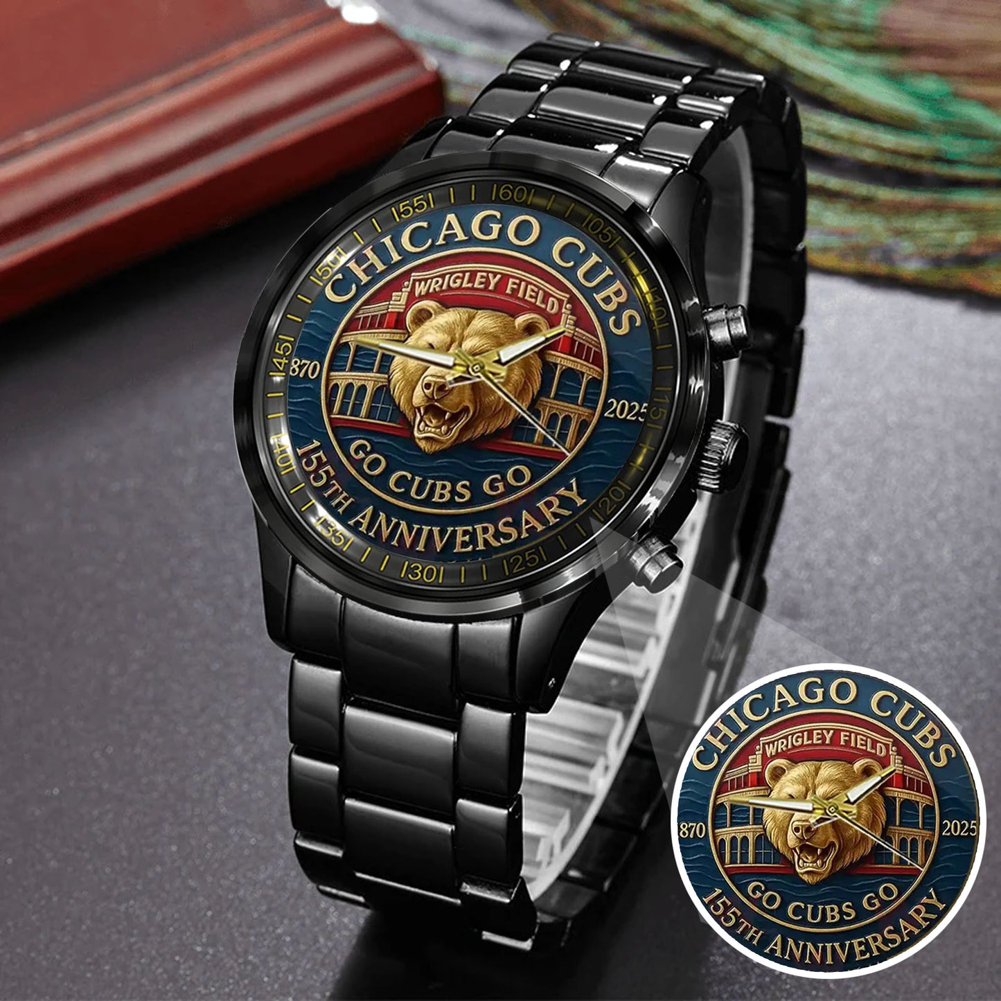 Chicago Cubs 155th Anniversary Stainless Steel Watch