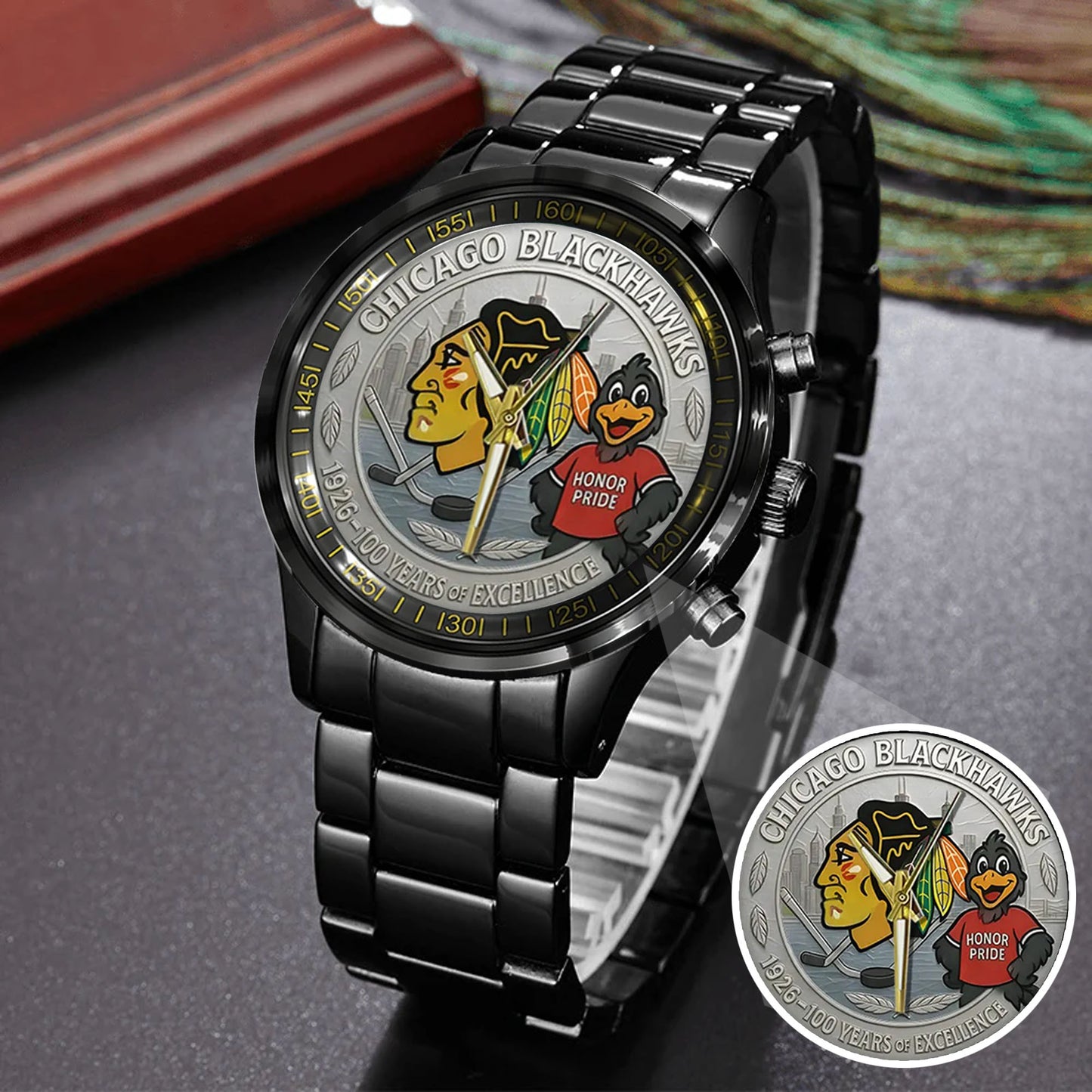 Chicago Blackhawks 100th Anniversary 2026 Stainless Steel Watch