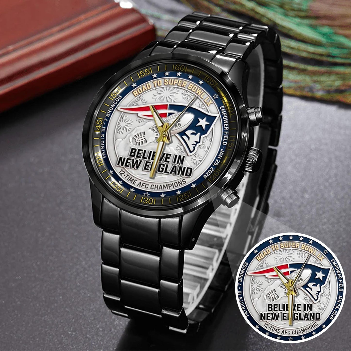New England Patriots Champions Stainless Steel Watch