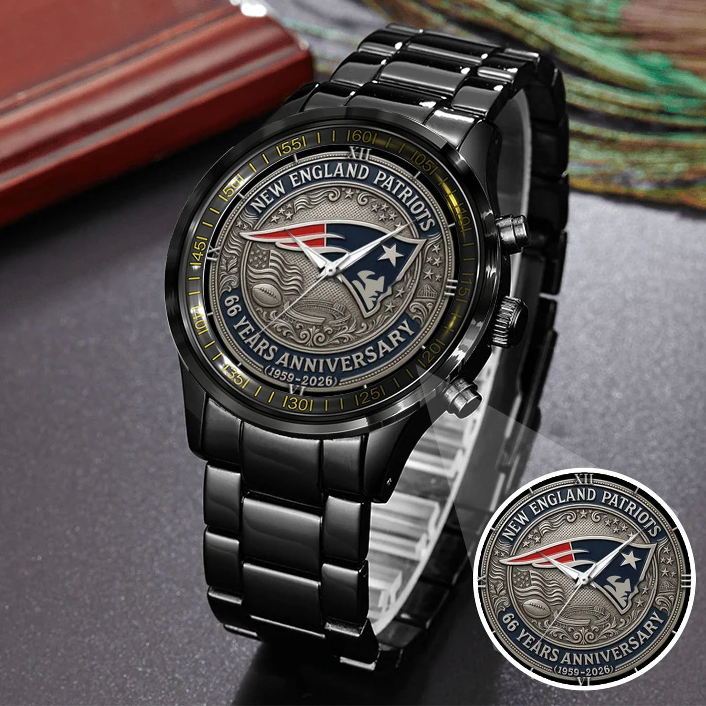 New England Patriots 65th Anniversary Stainless Steel Watch