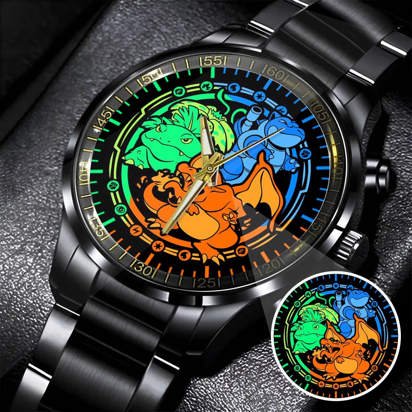 Personalized PKM Charizard Bulbasaur Blastoise Watch