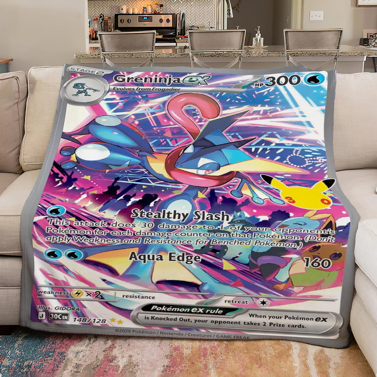 PKM 148/128 Greninja Ex 30th Celebration Fleece Blanket