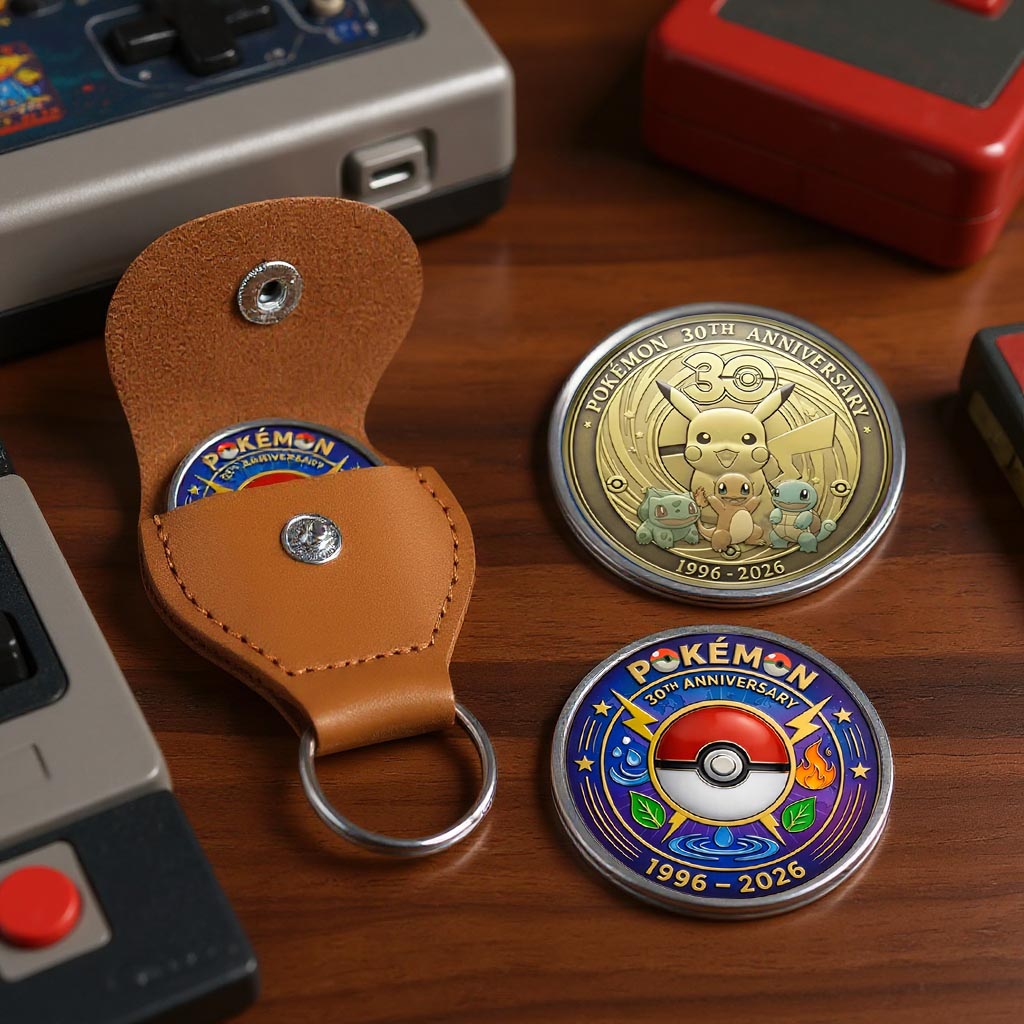 Pokémon 30th Anniversary Printed Commemorative Coin With Pocket