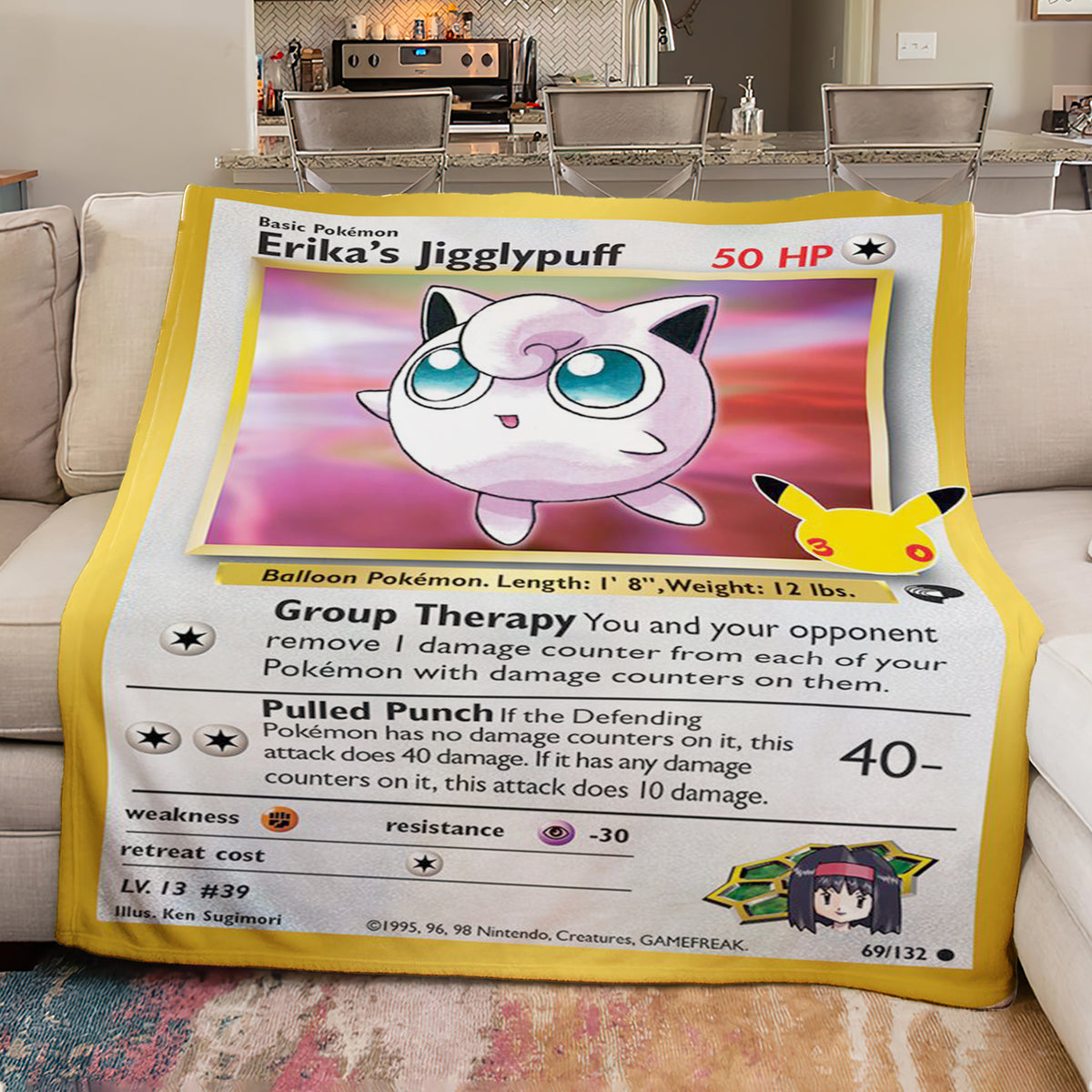 PKM Erika's Jigglypuff 30th Celebration Fleece Blanket