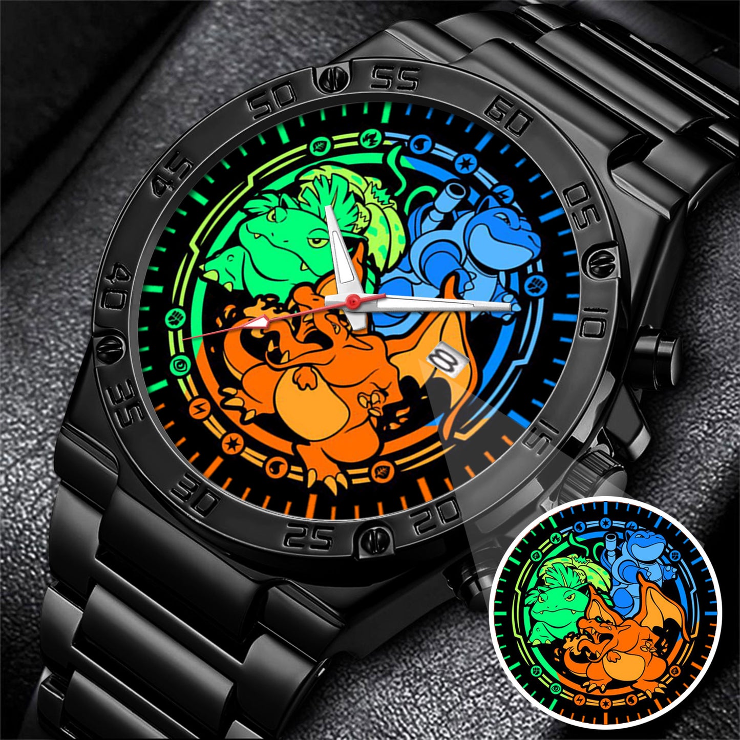 Personalized PKM Charizard Bulbasaur Blastoise Watch