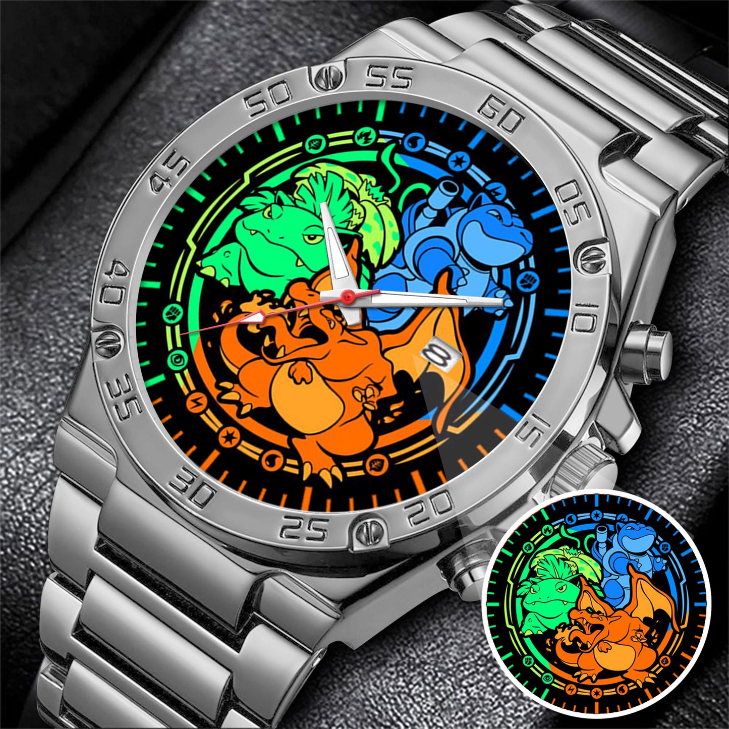 Personalized PKM Charizard Bulbasaur Blastoise Watch