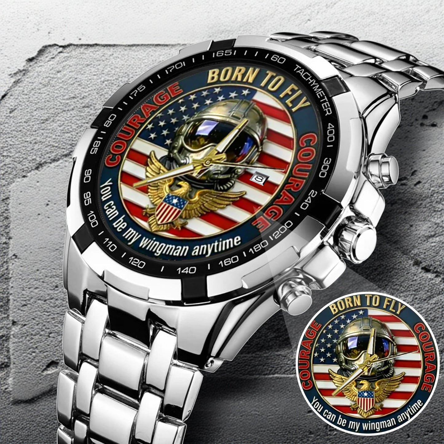 Top Gun Born To Fly Stainless Steel Watch