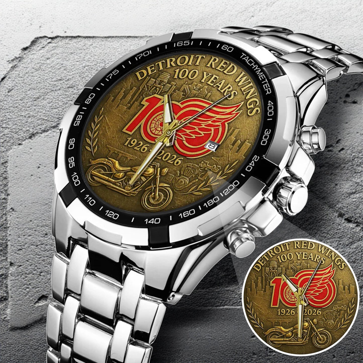 Detroit Red Wings 100th Anniversary 2026 Stainless Steel Watch