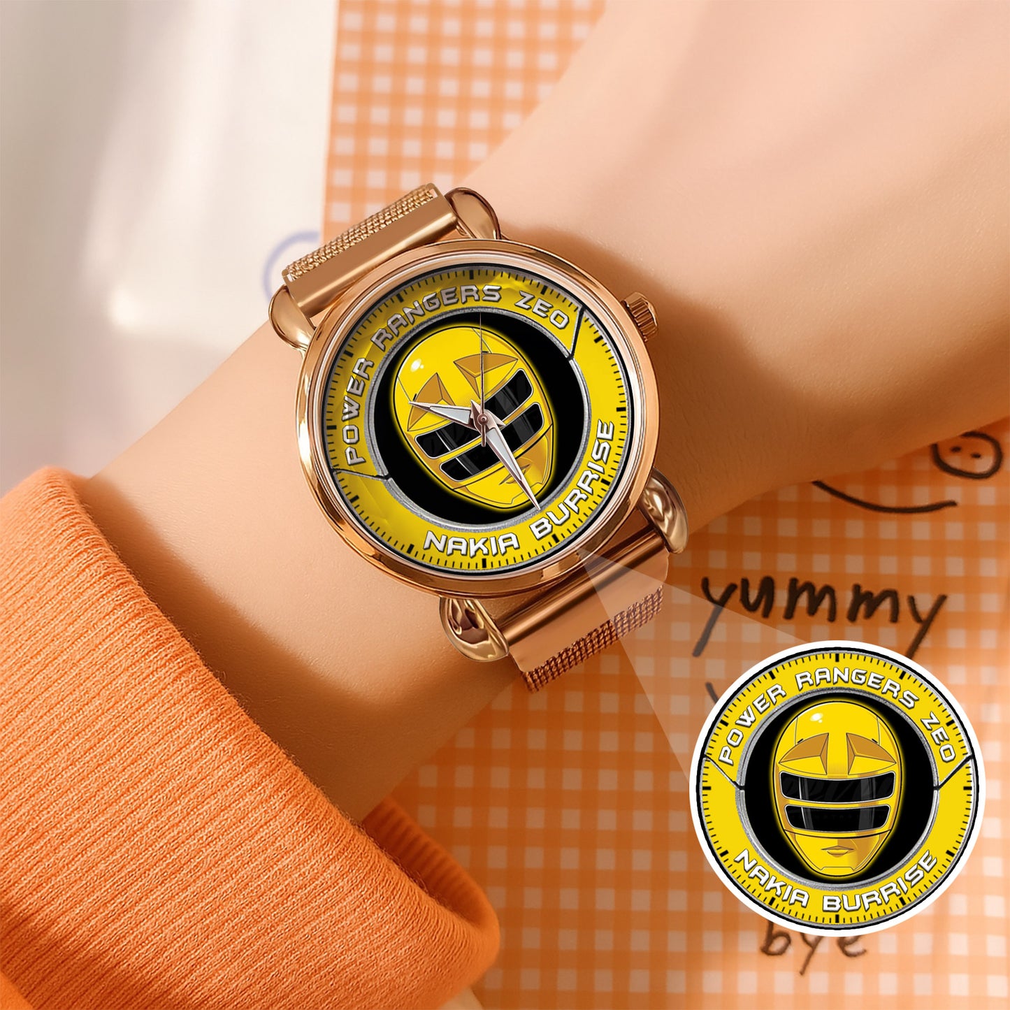 Power Rangers Zeo Yellow Nakia Burrise Stainless Steel Watch