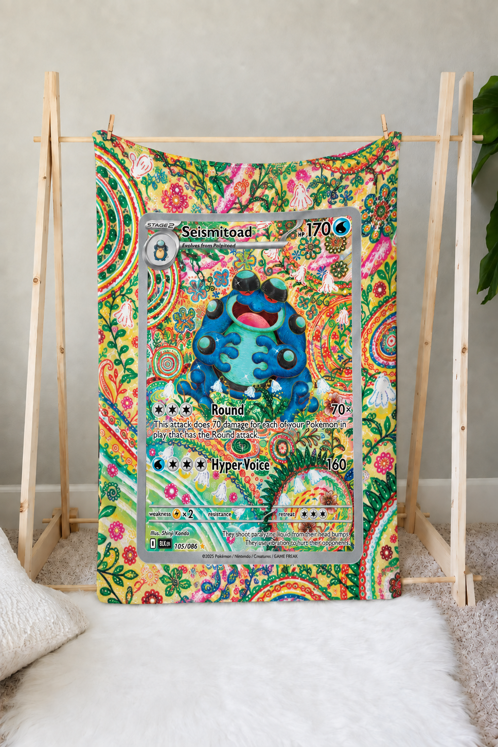 Seismitoad PKM Extended Artwork Pokemon Fleece Blanket
