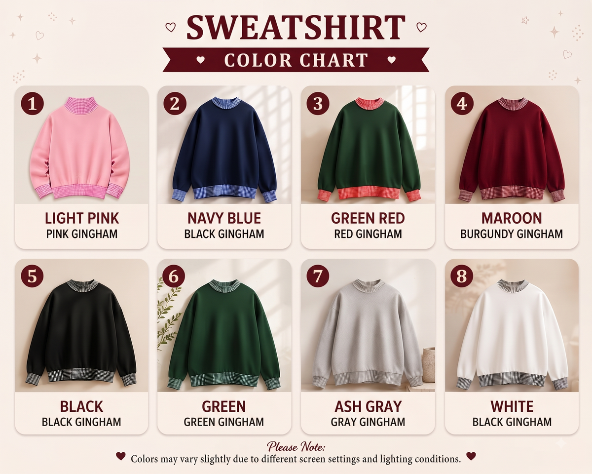 Personalized Embroidered Sweatshirt with Gingham Trim – Custom Name & Number