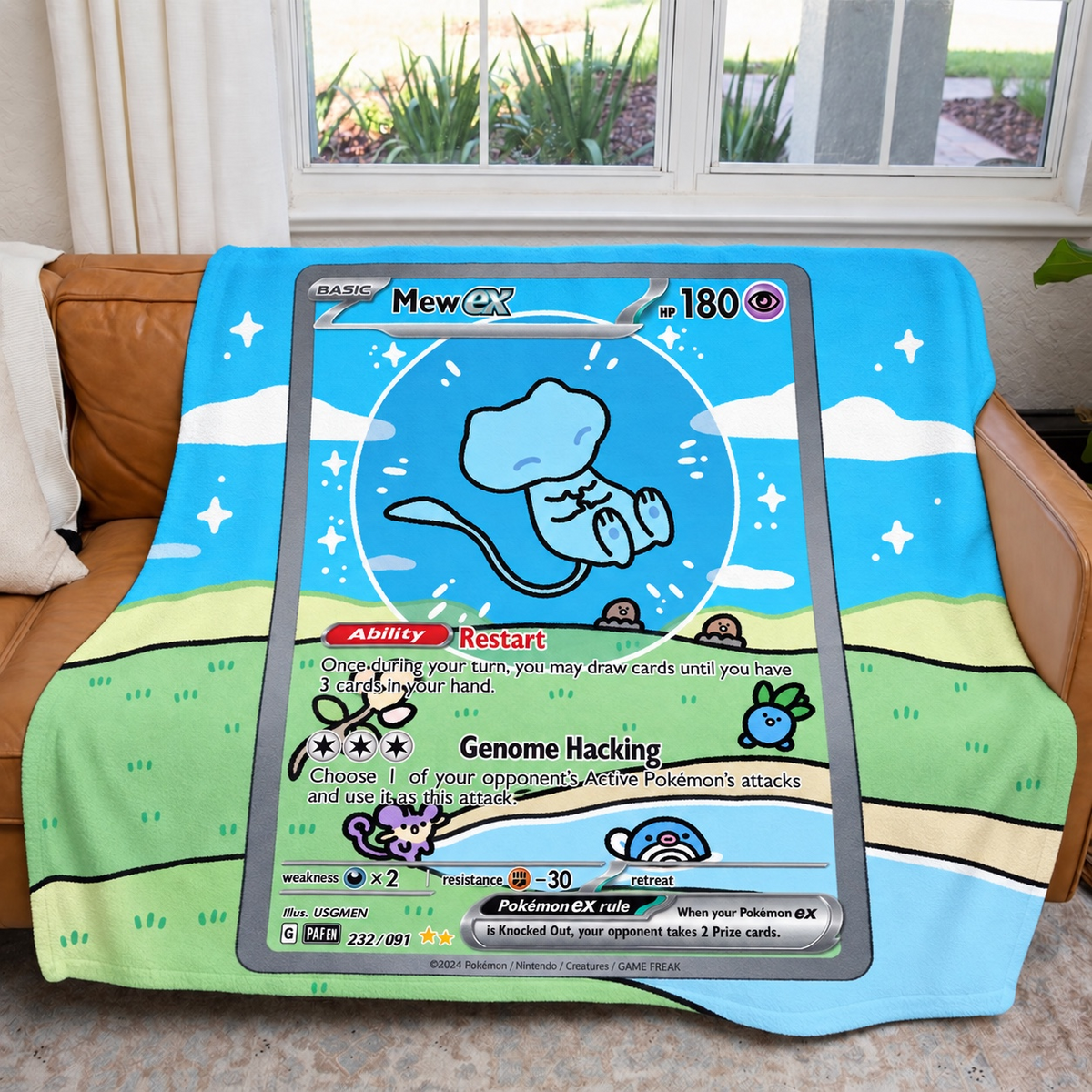 Mew Vmax PKM Extended Artwork Pokemon Fleece Blanket