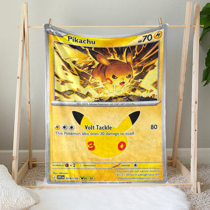 PKM Pikachu 30th Anniversary Custom Fleece Blanket