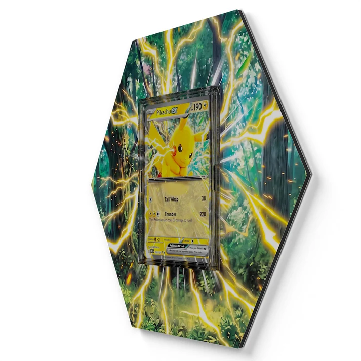 028131 Pikachu EX  Pokémon Card Artwork Hexagon Display