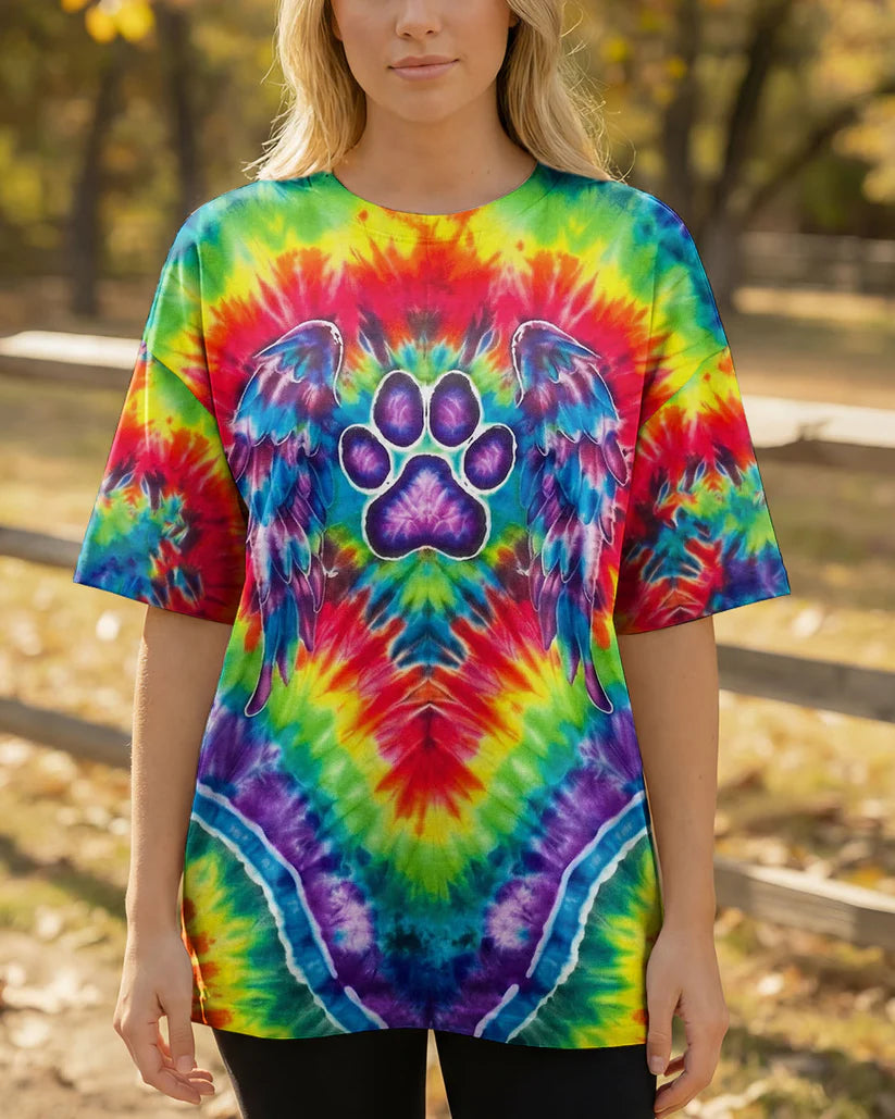 Rainbow Rainbow Psychedelic Pawprint Mirage Hoodie Sweatshirt T-Shirt