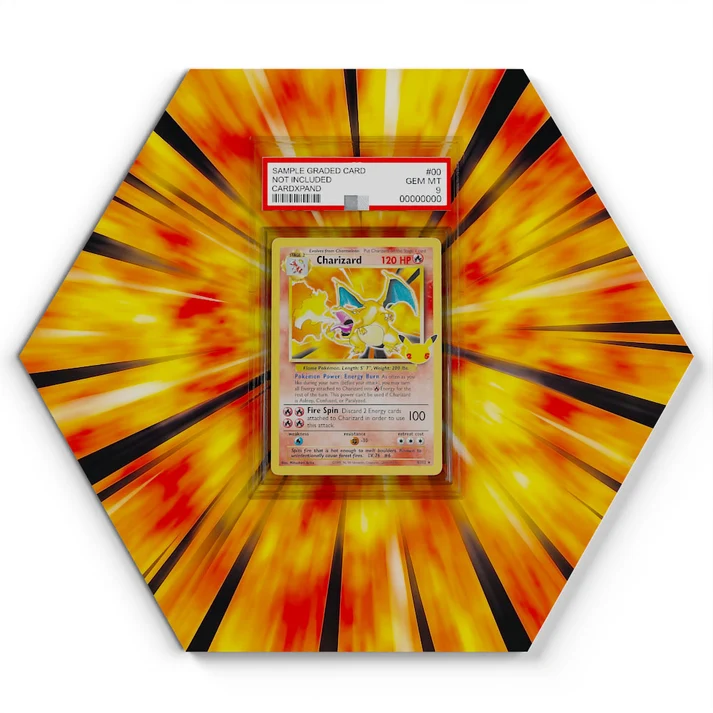 4102 Charizard Pokémon Card Artwork Hexagon Display