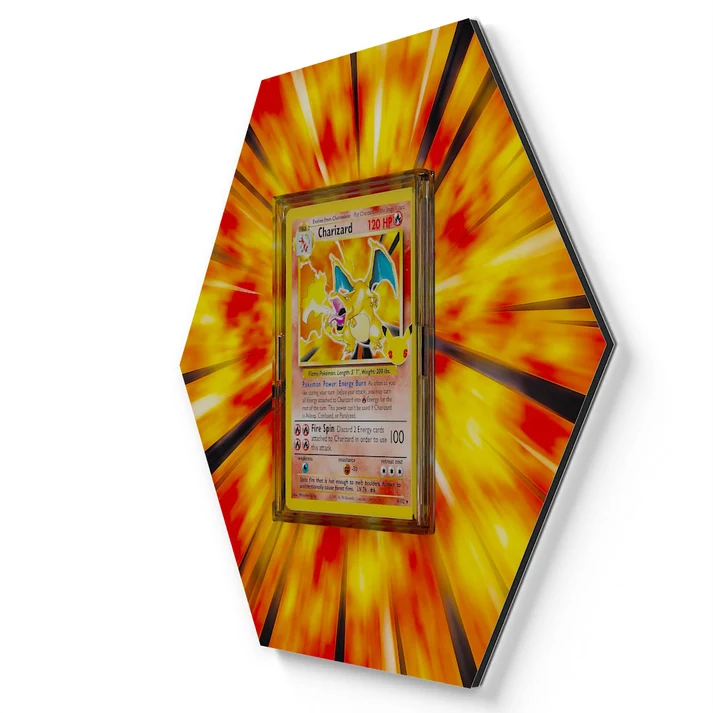 4102 Charizard Pokémon Card Artwork Hexagon Display