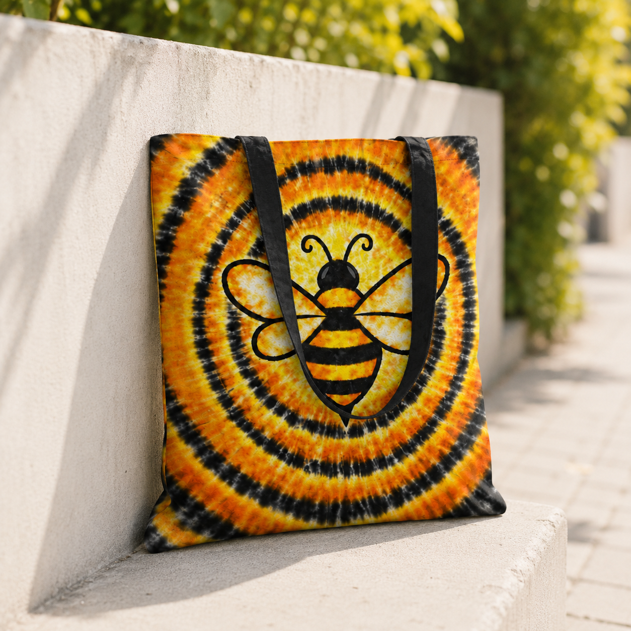 Bee Orange & Black Swirl Bee Tote Bag