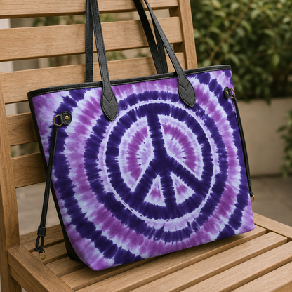 Vibrant Tie-Dye Spiral Purple Women's Large PU Bag