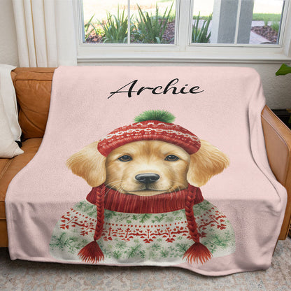 Personalized Pup In Ugly Sweater Custom Soft Blanket