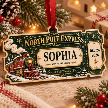 Personalized Custom North Pole Express Acrylic Ornament – Custom Name Holiday Gift