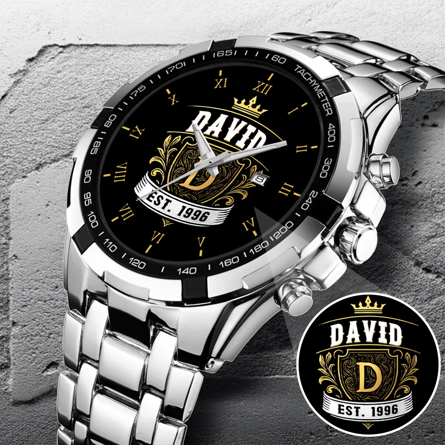 Personalized Name EST Watch for Him Dad Boyfriend