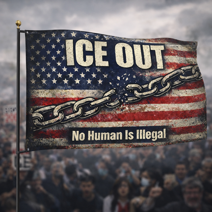 ICE OUT One Side Flag