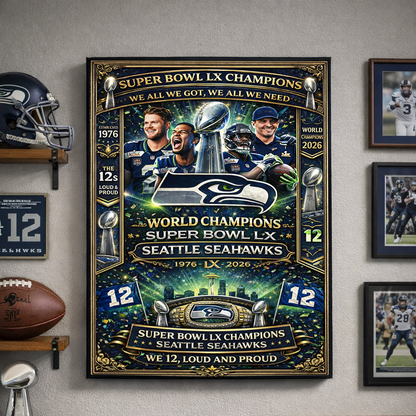 Seahawks The Champions 2026 Framed Canvas