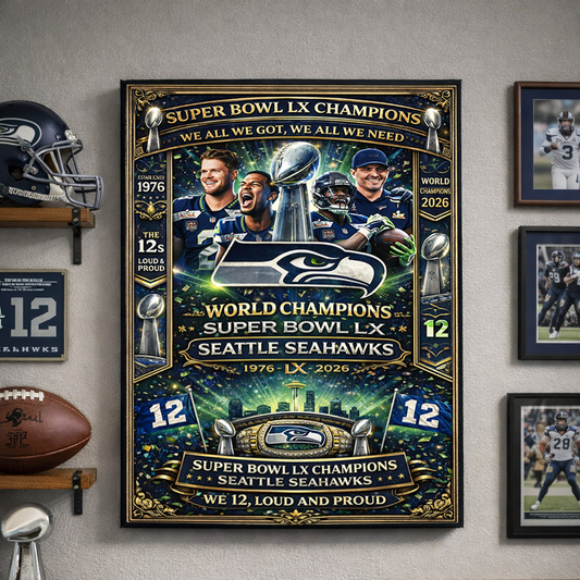 Seahawks The Champions 2026 Framed Canvas
