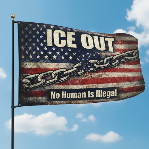 ICE OUT One Side Flag