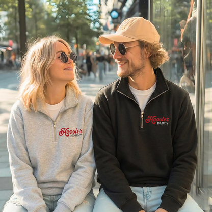 Embroidered Hoosiers Mommy Daddy Champs Sweatshirt: Rose & Peach Bowl 25/26 Quarter-Zip Sweatshirt, Hoodie Sweatshirt T-Shirt