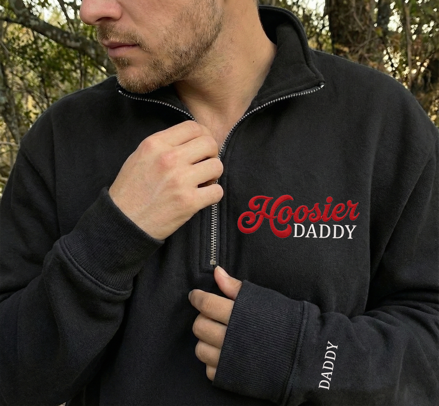 Embroidered Hoosiers Mommy Daddy Champs Sweatshirt: Rose & Peach Bowl 25/26 Quarter-Zip Sweatshirt, Hoodie Sweatshirt T-Shirt
