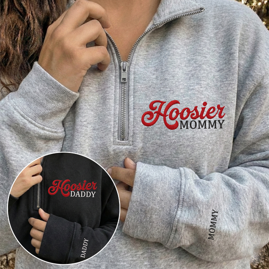 Embroidered Hoosiers Mommy Daddy Champs Sweatshirt: Rose & Peach Bowl 25/26 Quarter-Zip Sweatshirt, Hoodie Sweatshirt T-Shirt