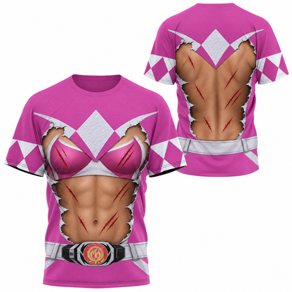 Mighty Morphin Power Rangers Pink Ranger Six-Pack Abs T-Shirt Sweatshirt Hoodie Sweatpants
