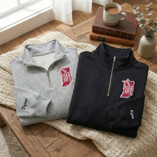 Embroidered Hoosiers Champs Sweatshirt: Rose & Peach Bowl 25/26 Quarter-Zip Sweatshirt, Hoodie Sweatshirt T-Shirt
