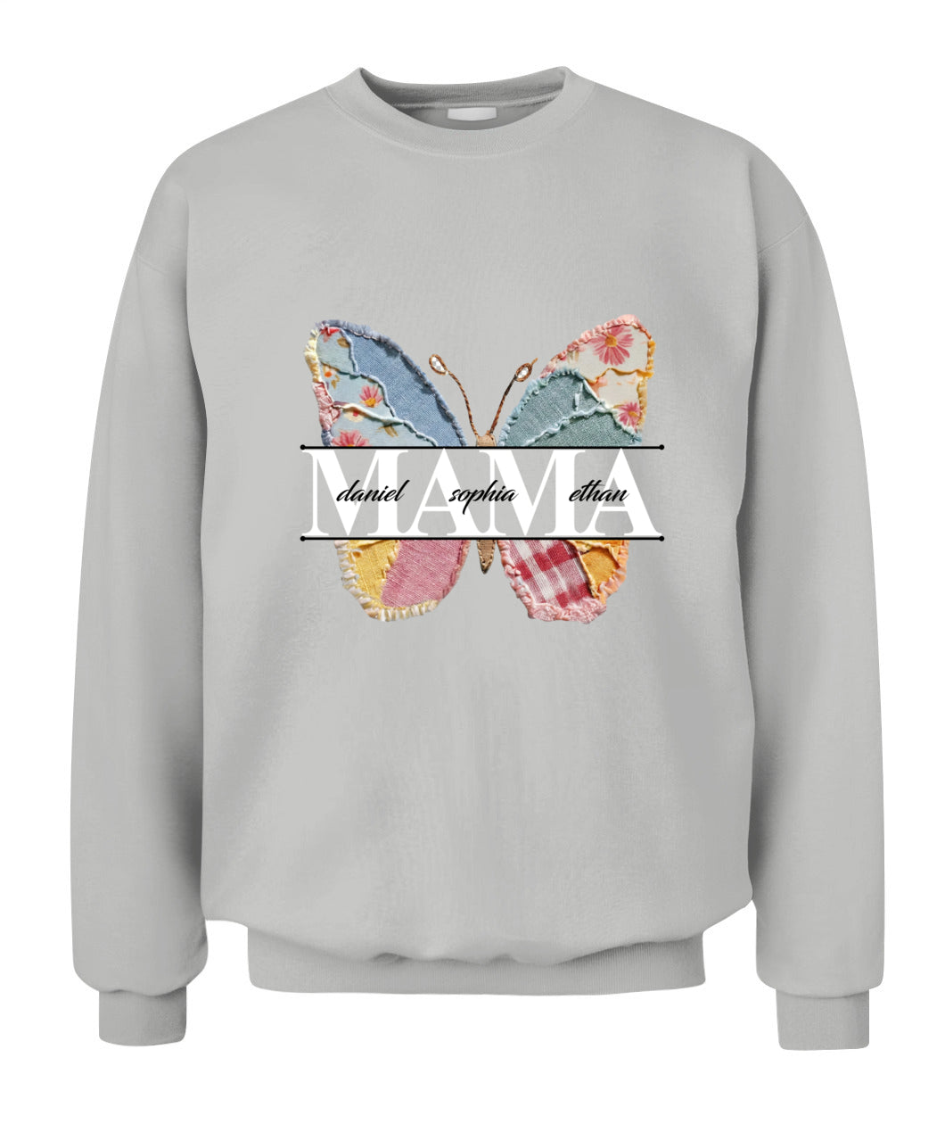 Personalized Butterfly Mama Grandma Nana Custom  Faux 3D Patchwork T-Shirt Hoodie Sweatshirt