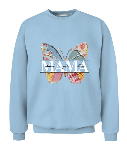 Personalized Butterfly Mama Grandma Nana Custom  Faux 3D Patchwork T-Shirt Hoodie Sweatshirt
