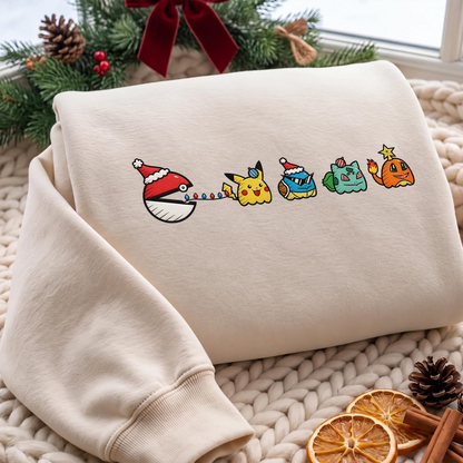 Embroidered Christmas Poke Ghost Lights Sweatshirt