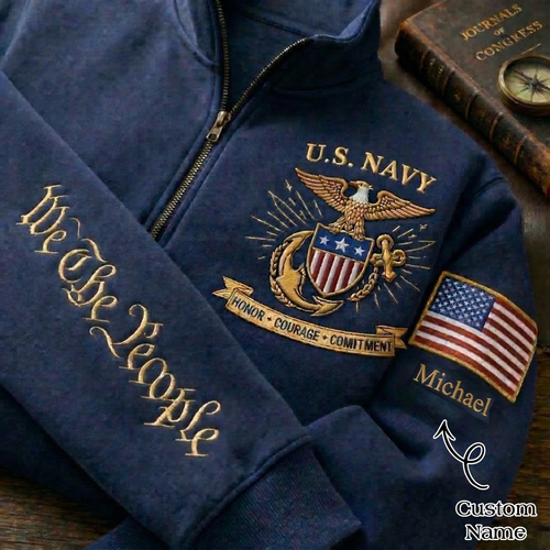 Embroidered U.S. Navy 250th Anniversary Independence Day Quarter-Zip Sweatshirt, Hoodie Sweatshirt T-Shirt