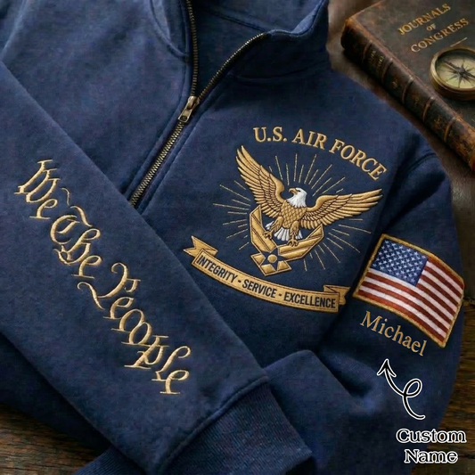 Embroidered U.S. Air Force 250th Anniversary Independence Day Quarter-Zip Sweatshirt, Hoodie Sweatshirt T-Shirt