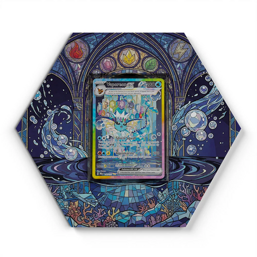 149/131 Vaporeon EX Pokémon Card Artwork Hexagon Display