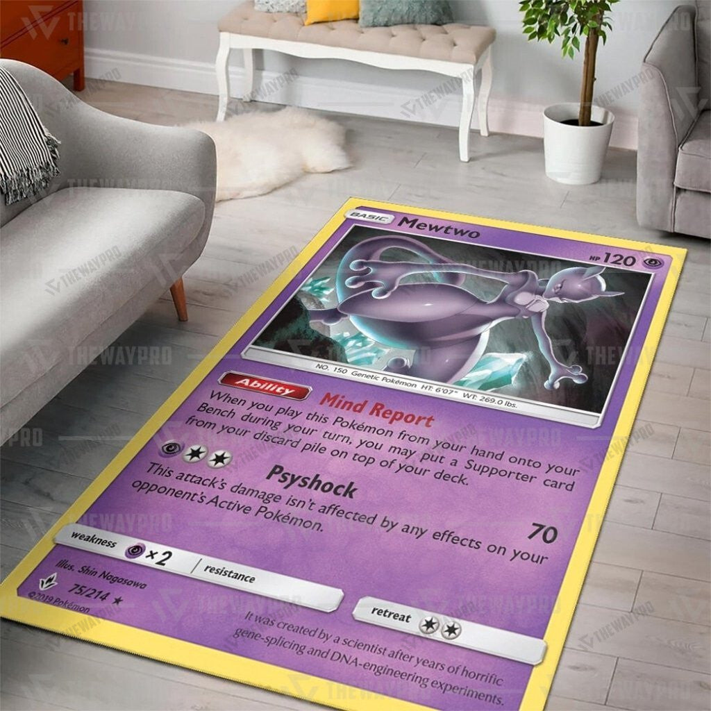 Anime Pkm Mewtwo Unbroken Bonds Custom Rug / Small/(36X60)